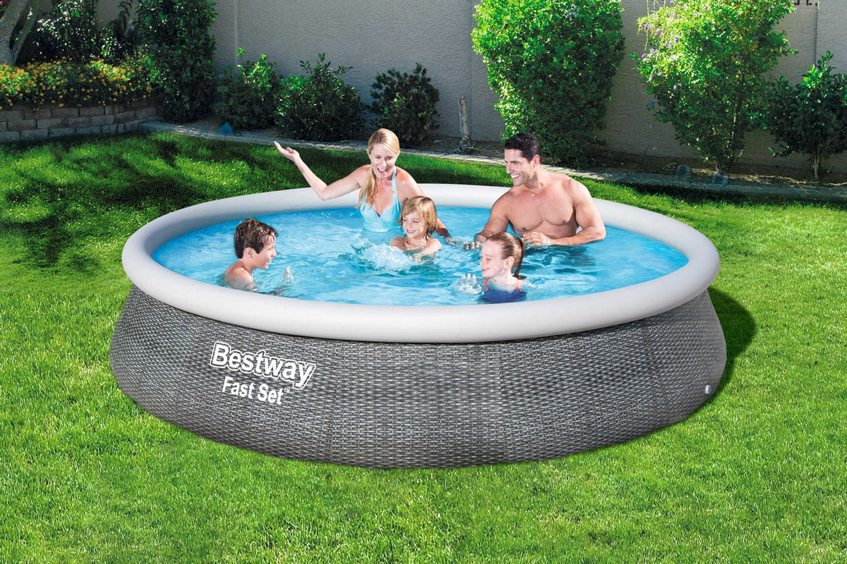 Bestway Fast Set Inflatable Pool 57376 Round 7340 L Grey