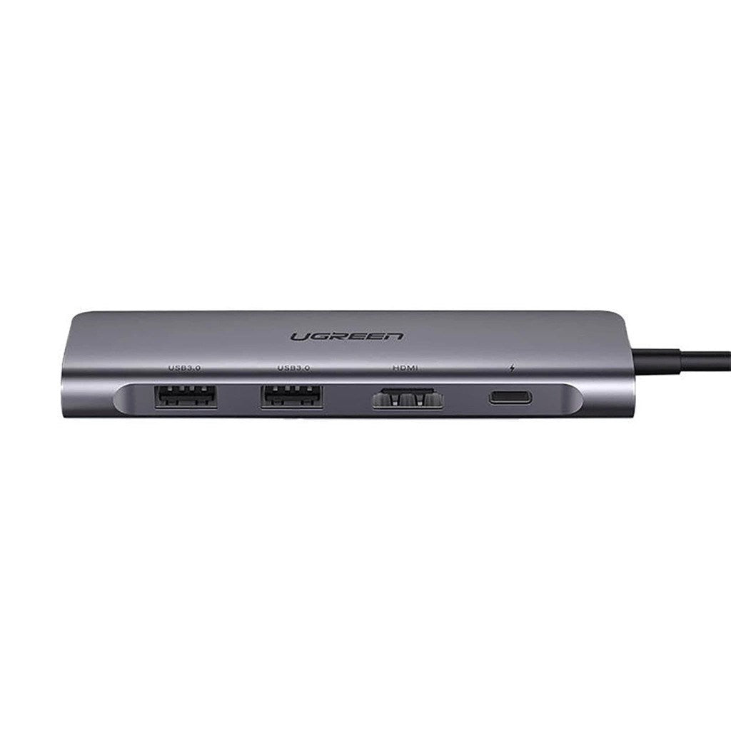 Ugreen CM195 6-in-1 USB-C adapter – HDMI / 2× USB-A 3.0 / USB-C PD / SD / TF card reader – grey