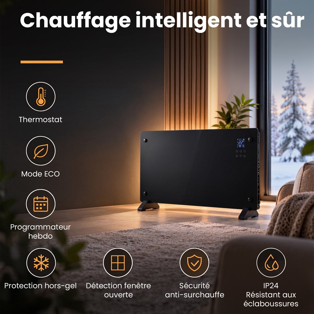 Extralink SMART GLASS PANEL HEATER Black 2000W WIFI | Model: EX.97652