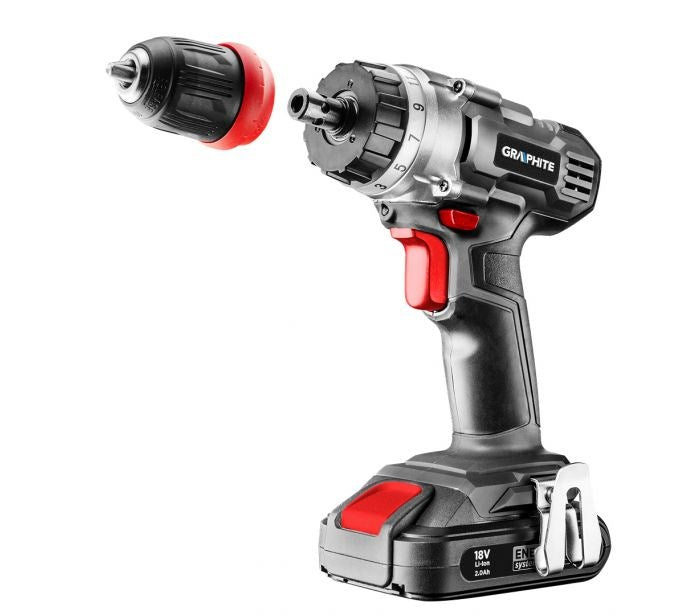 GRAPHITE Cordless Drill 58G022 - 1250 RPM, 22500 g, Keyless Chuck