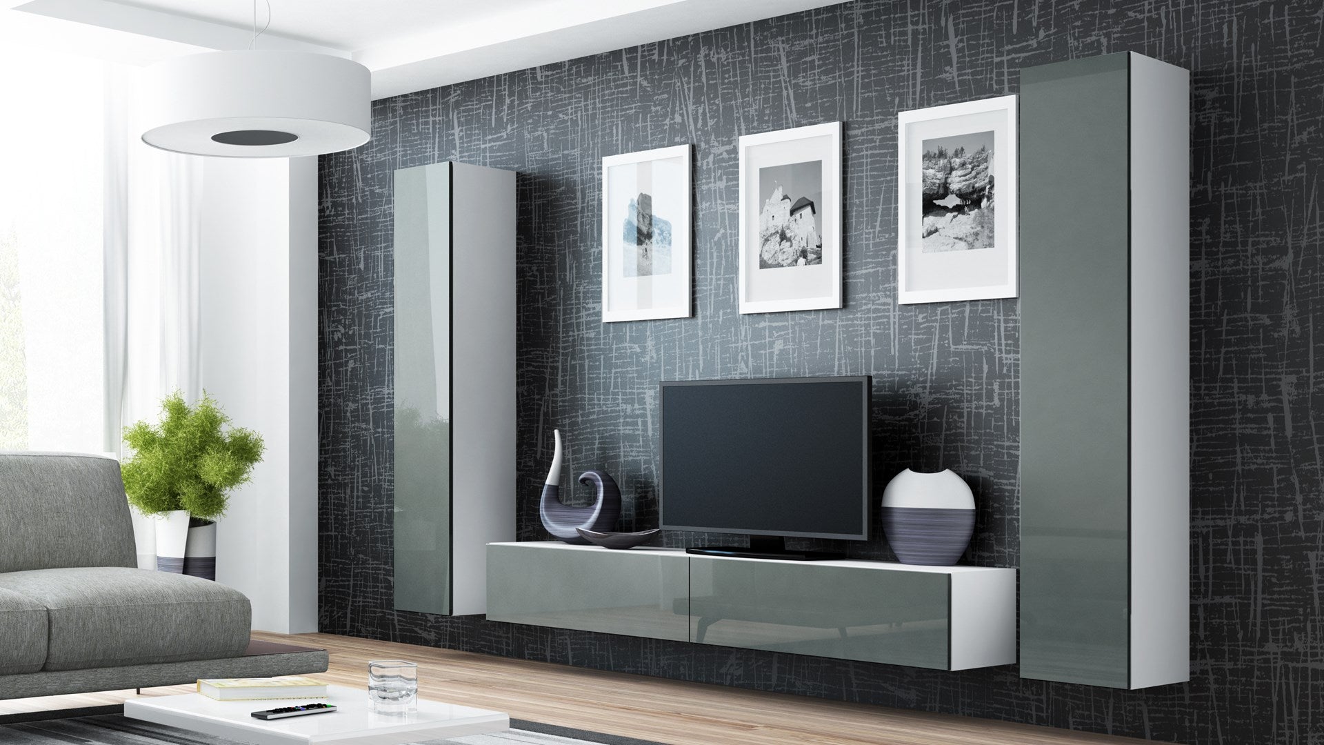 Cama Full cabinet VIGO '180' 180/40/30 white/grey gloss