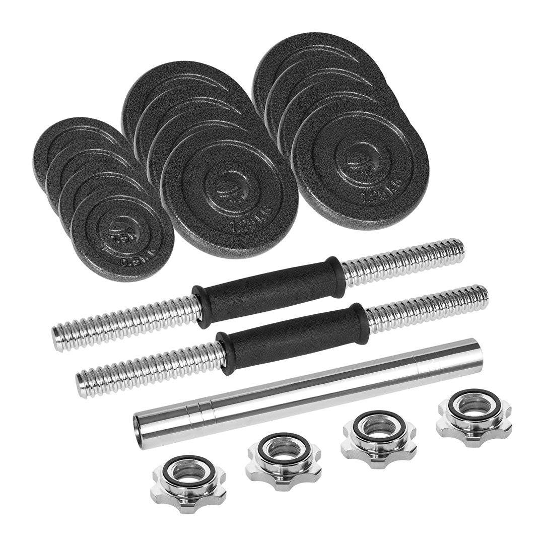 REBEL ACTIVE Adjustable Dumbbells Set 15 kg with Bar in Case