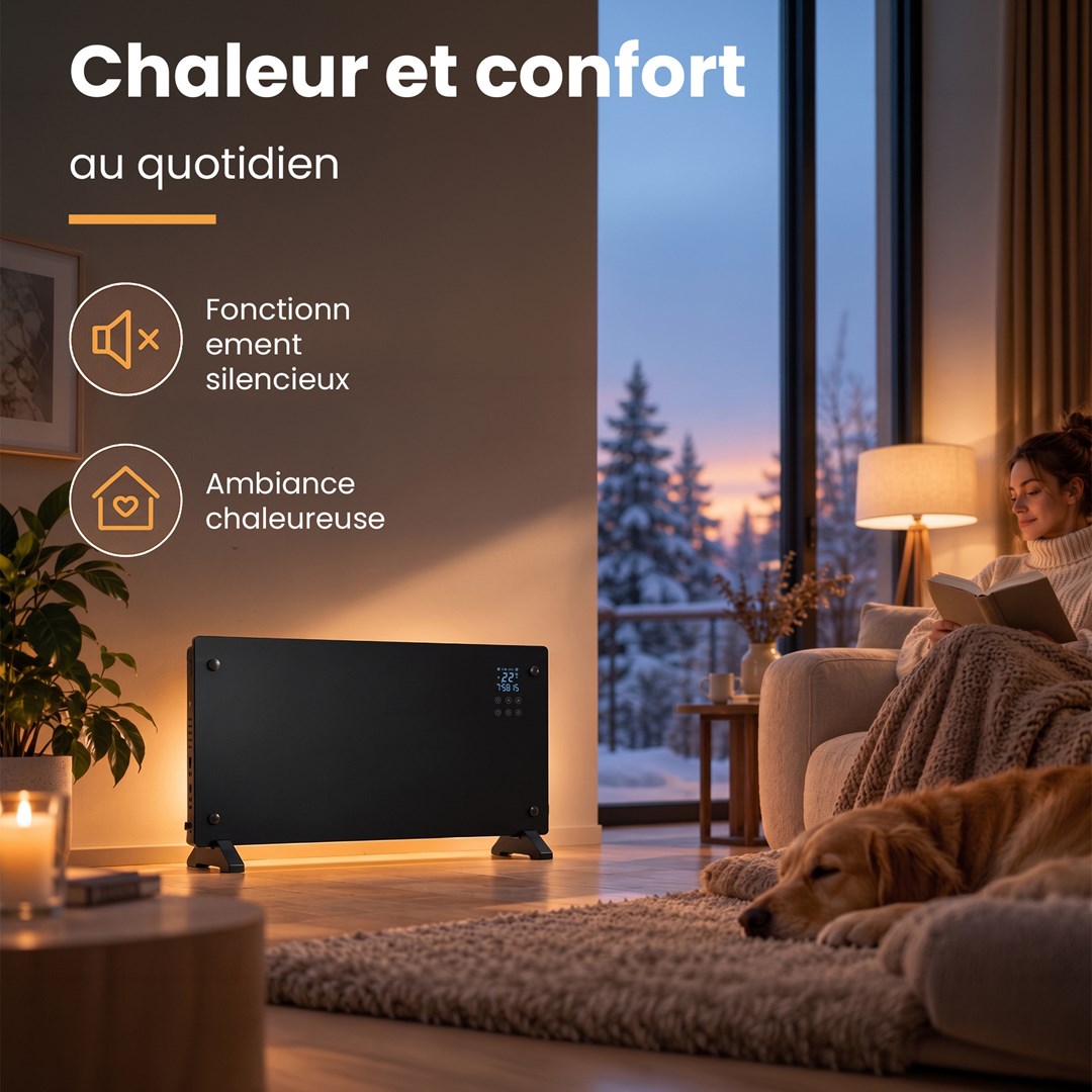 Extralink SMART GLASS PANEL HEATER Black 2000W WIFI | Model: EX.97652