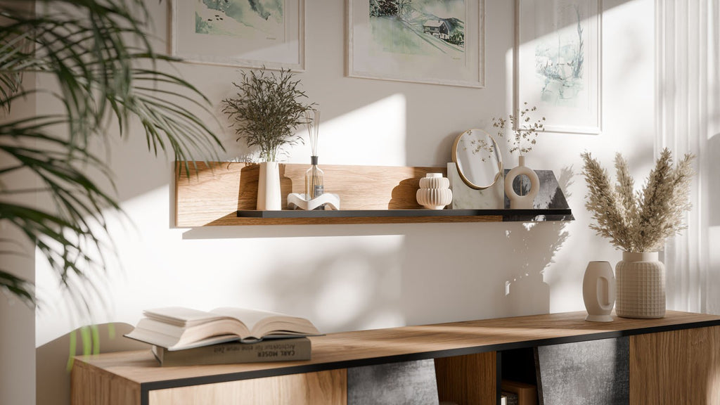 Cama OVO shelf 130x20xH15 oak/concrete