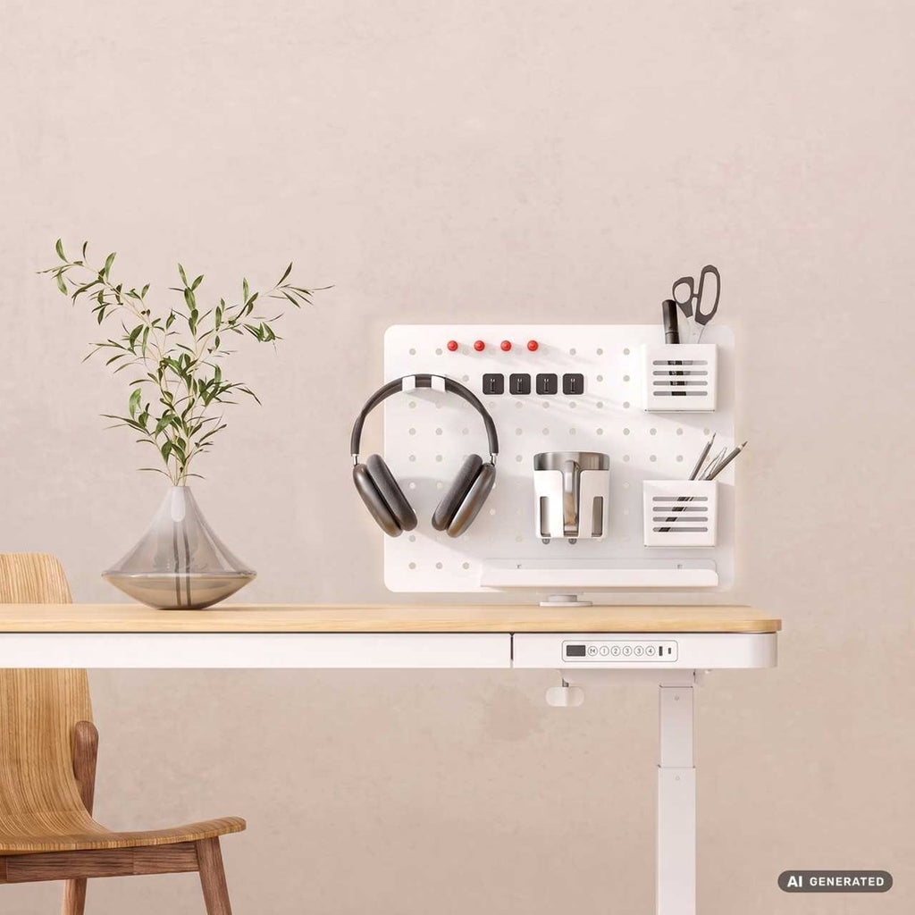 Activejet APB-002W Desk Organizer, Rotating Perforated Board, Grey and White | Model: APB-002W