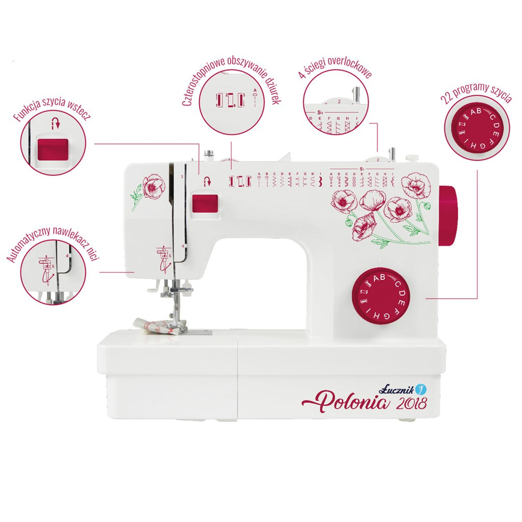 Łucznik Polonia 2018 Mechanical Sewing Machine with 22 Programs and Automatic Needle Threader