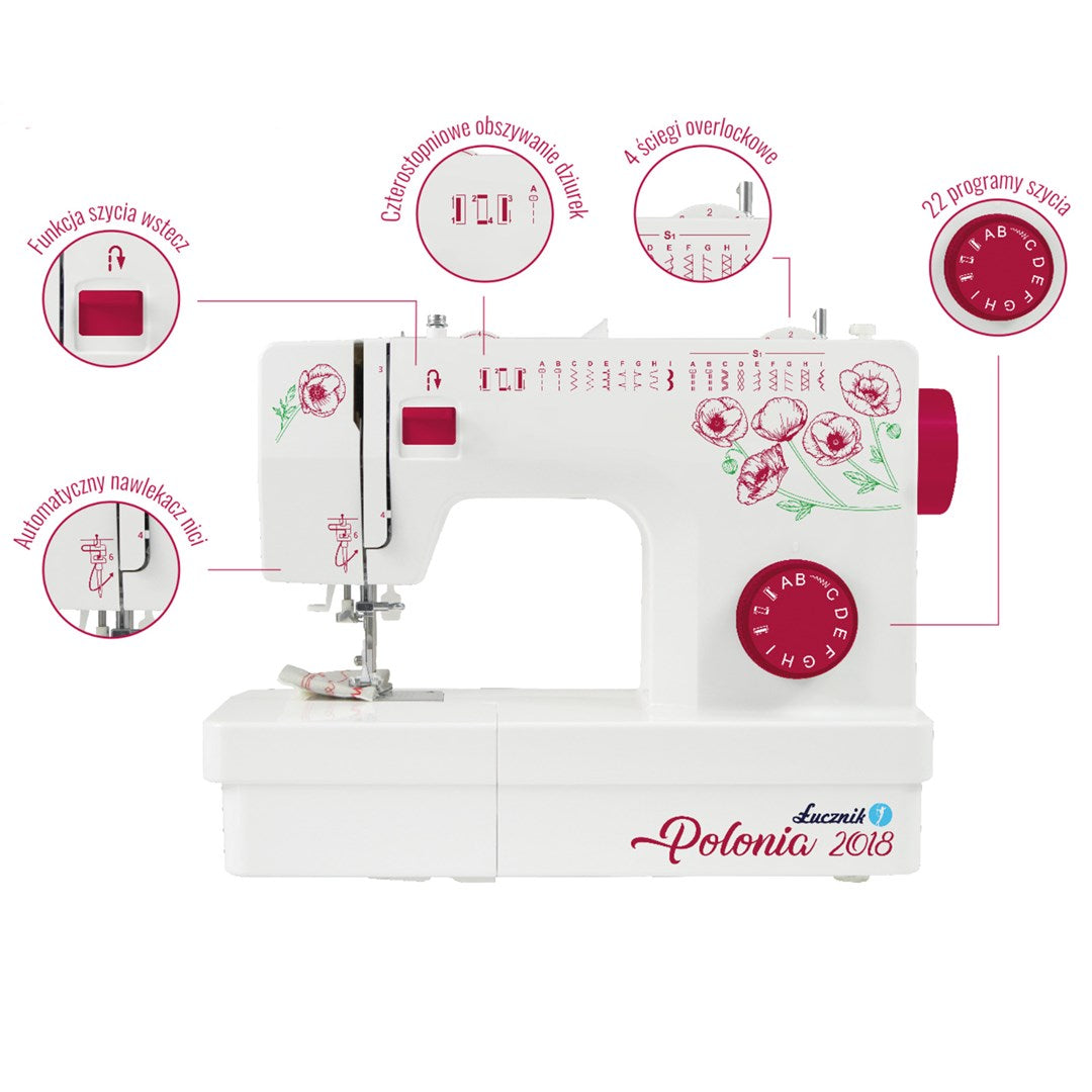 Łucznik Polonia 2018 Mechanical Sewing Machine with 22 Programs and Automatic Needle Threader