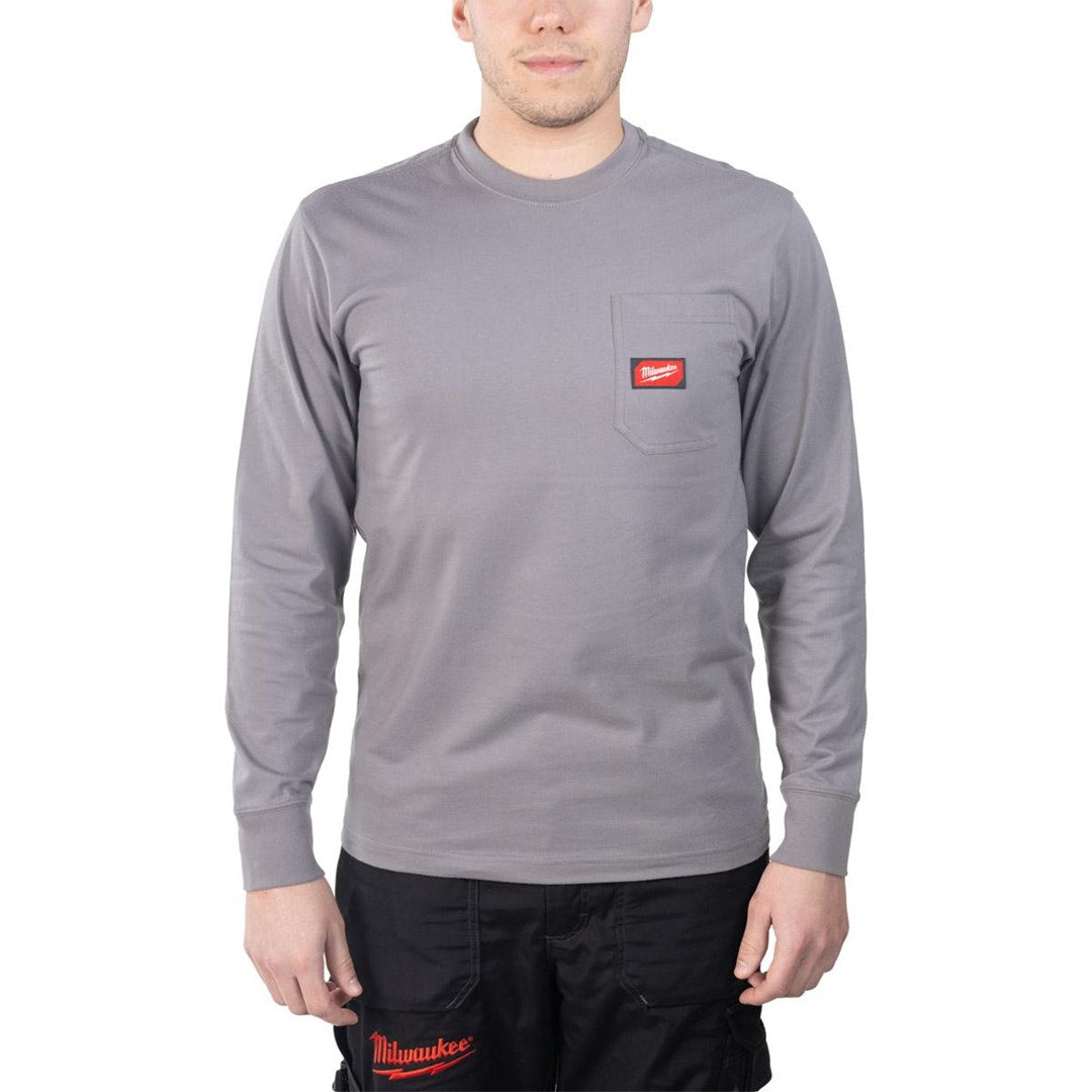 MILWAUKEE Long Sleeve Pocket T-Shirt WTLSGR-XL, 340 g, 251x339x46 mm