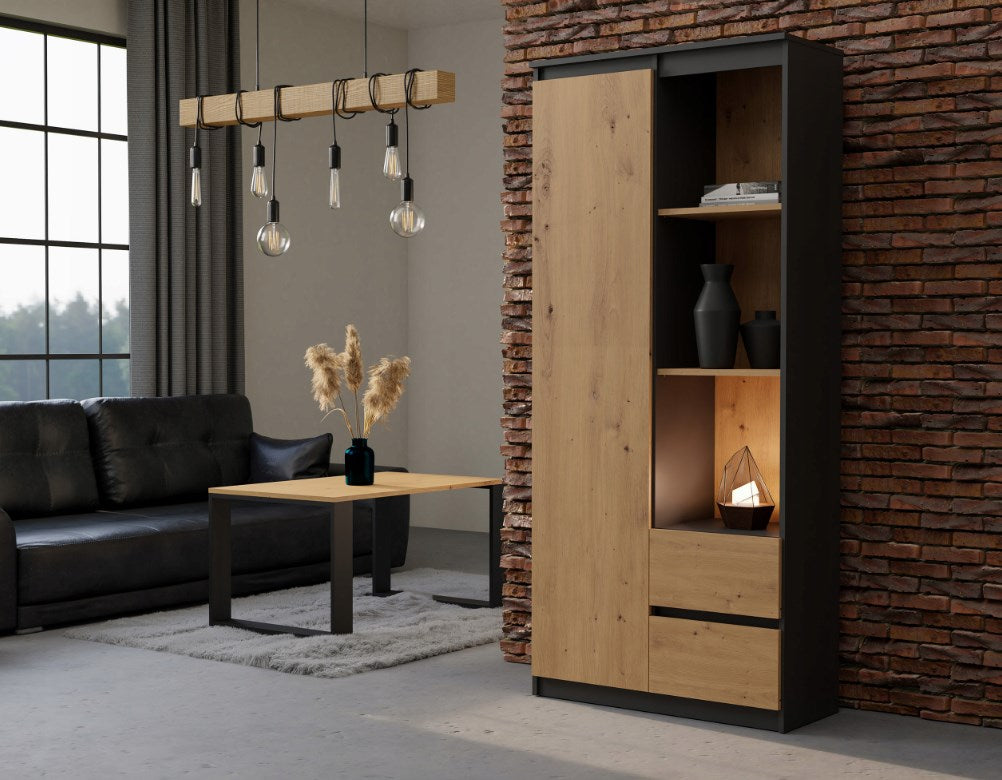 RS-80 BILY Shelving Cabinet Anthracite/Artisan Oak