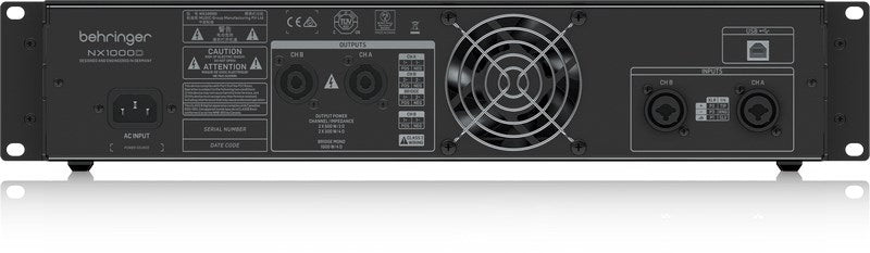 Behringer NX1000D Audio Amplifier 2x500W 2 Ohm, 2x300W 4 Ohm, DSP