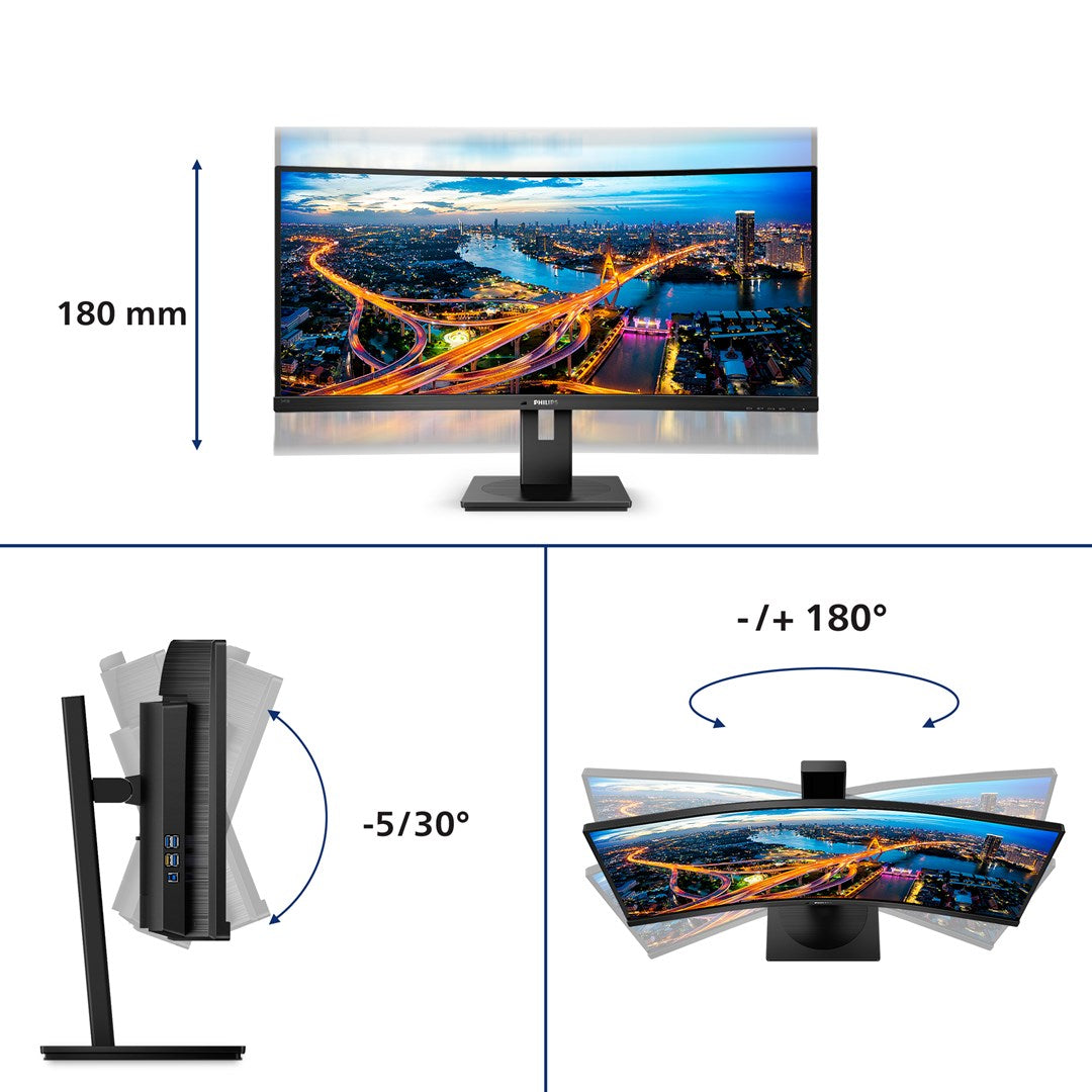 Philips Computer Monitor 34" Curved QHD 3440x1440 VA 345B1C/00
