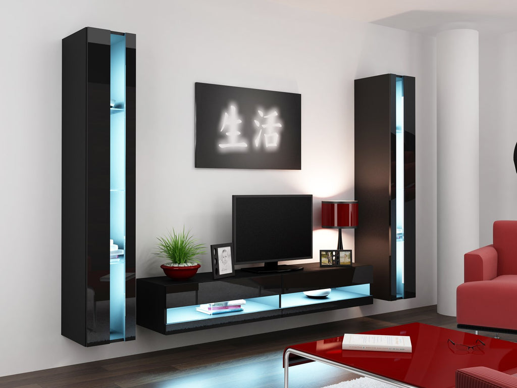 Cama VIGO NEW TV Stand 180x30x40 Black/Black Gloss
