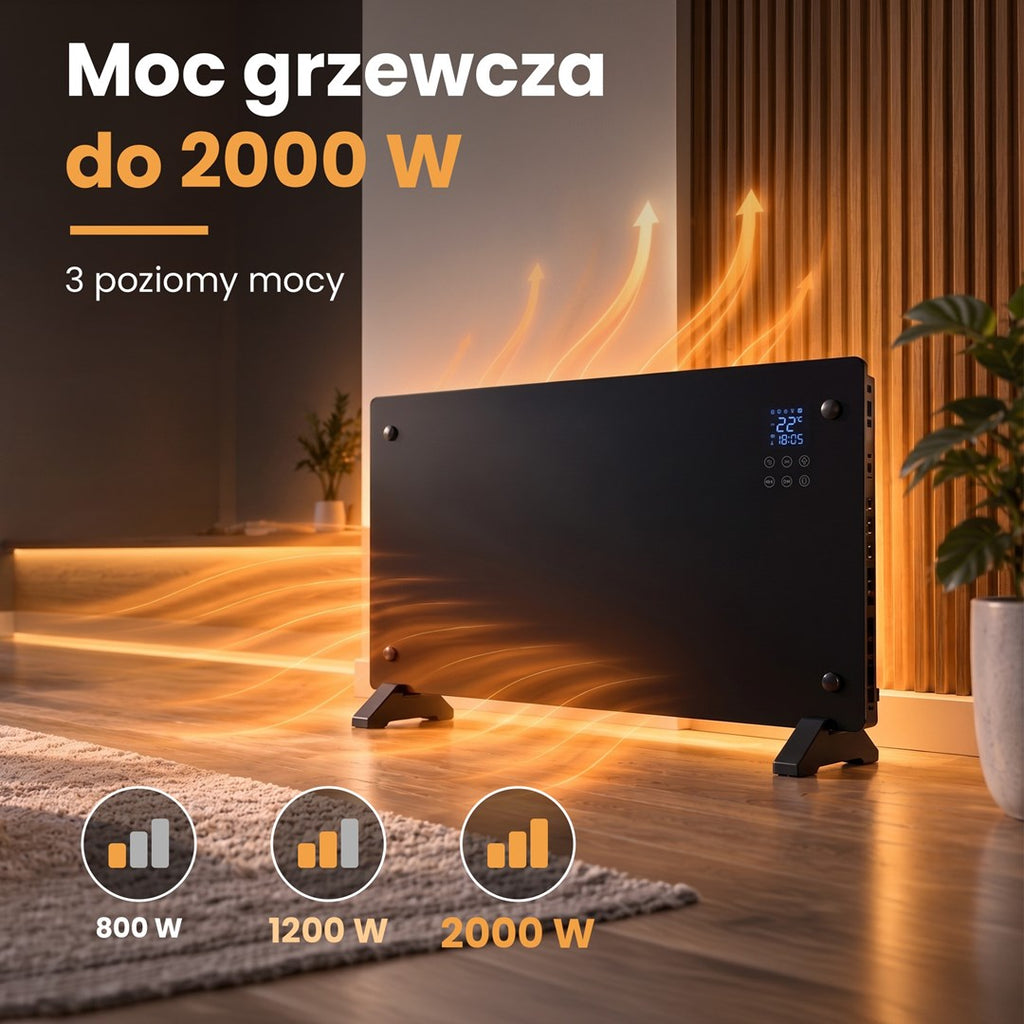 Extralink SMART GLASS PANEL HEATER Black 2000W WIFI | Model: EX.97652