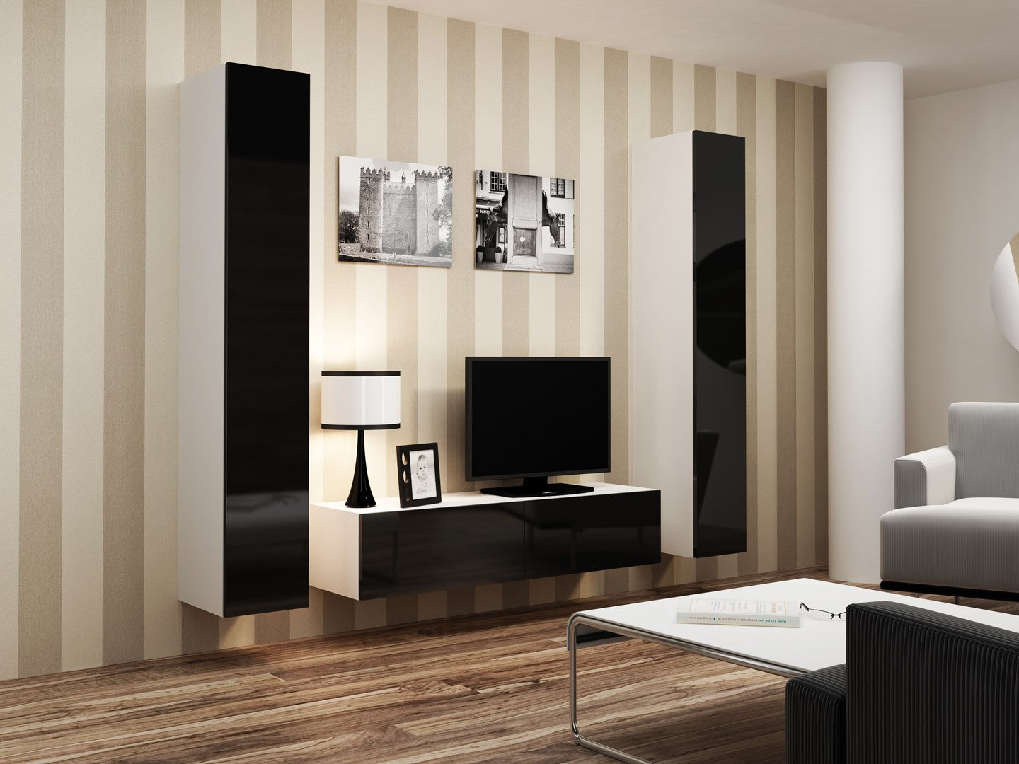 Cama Full Cabinet VIGO '180' 180/40/30 White/Black Gloss