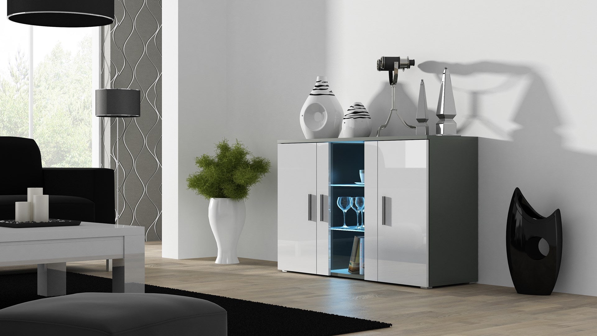 Cama Sideboard 120 cm SOHO S7 Grey/White Gloss