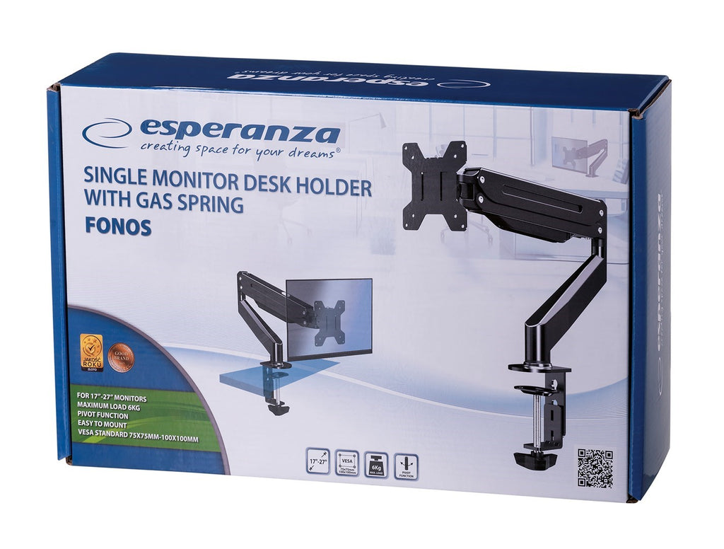 Esperanza ERW019 Monitor Mount/ Stand 68.6 cm (27) Desk Black