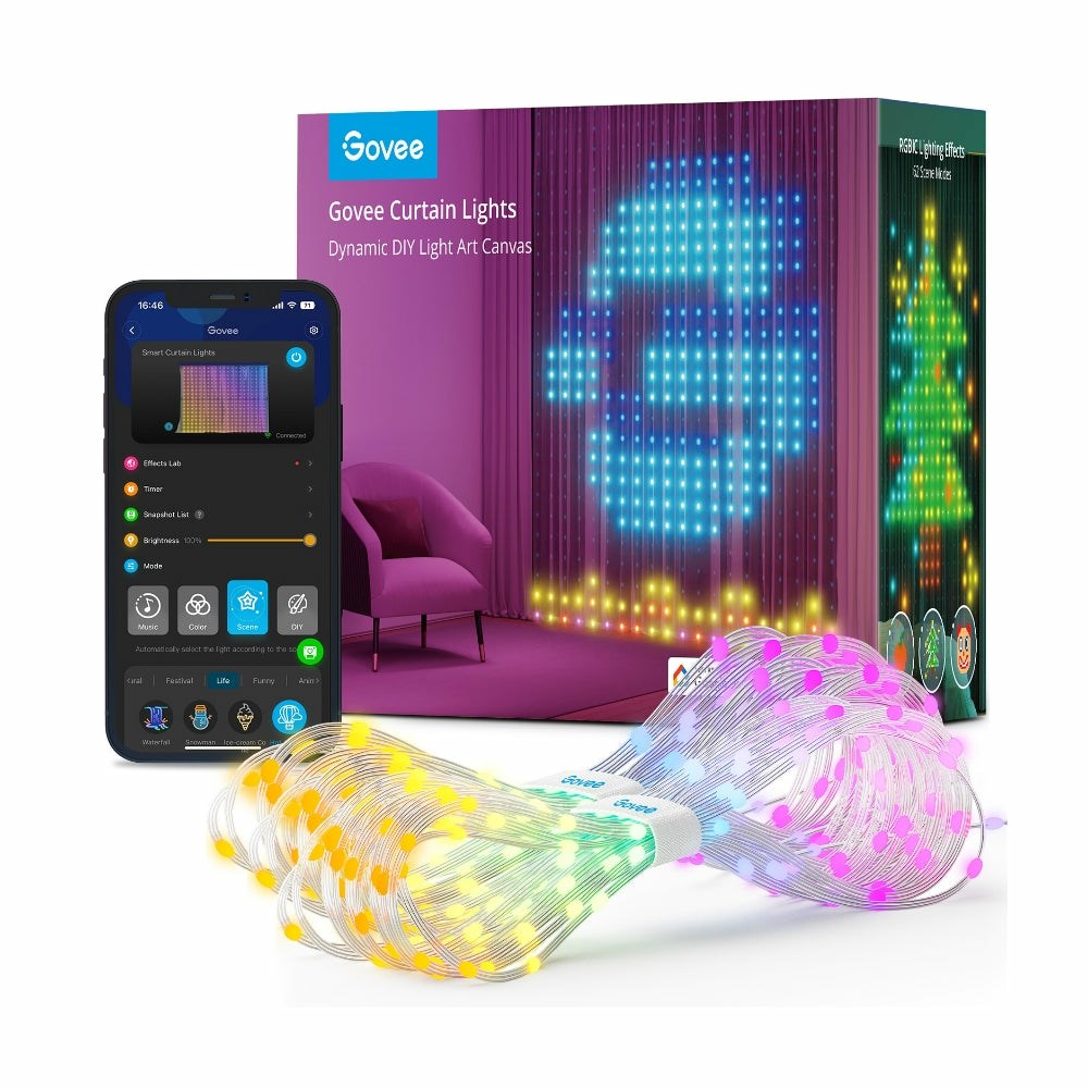 GOVEE LED Curtain H70B1 RGBIC Colors 520LEDs IP65 Voice Control 520LED/86 SCENES/IP65-44/ACC