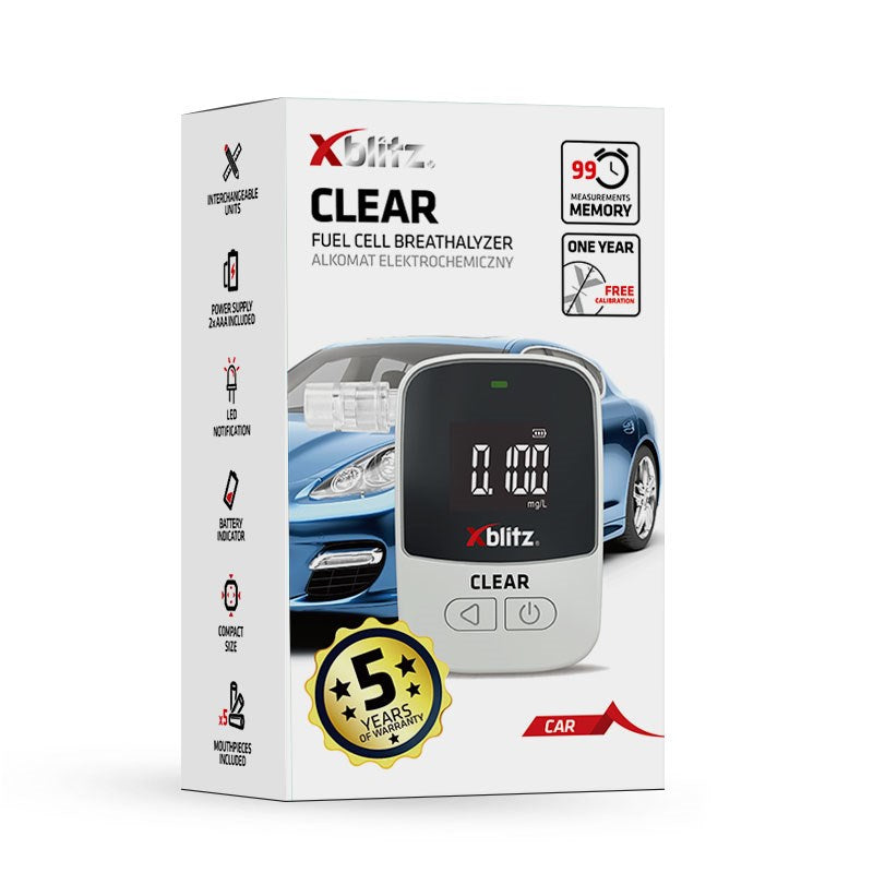 XBLITZ CLEAR Electrochemical Breathalyzer with LCD Display