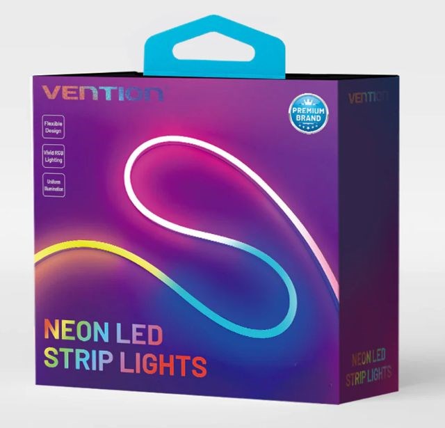 Vention Silicone Neon LED Strip 5 m with IR Remote Control, DC 12V Power Supply