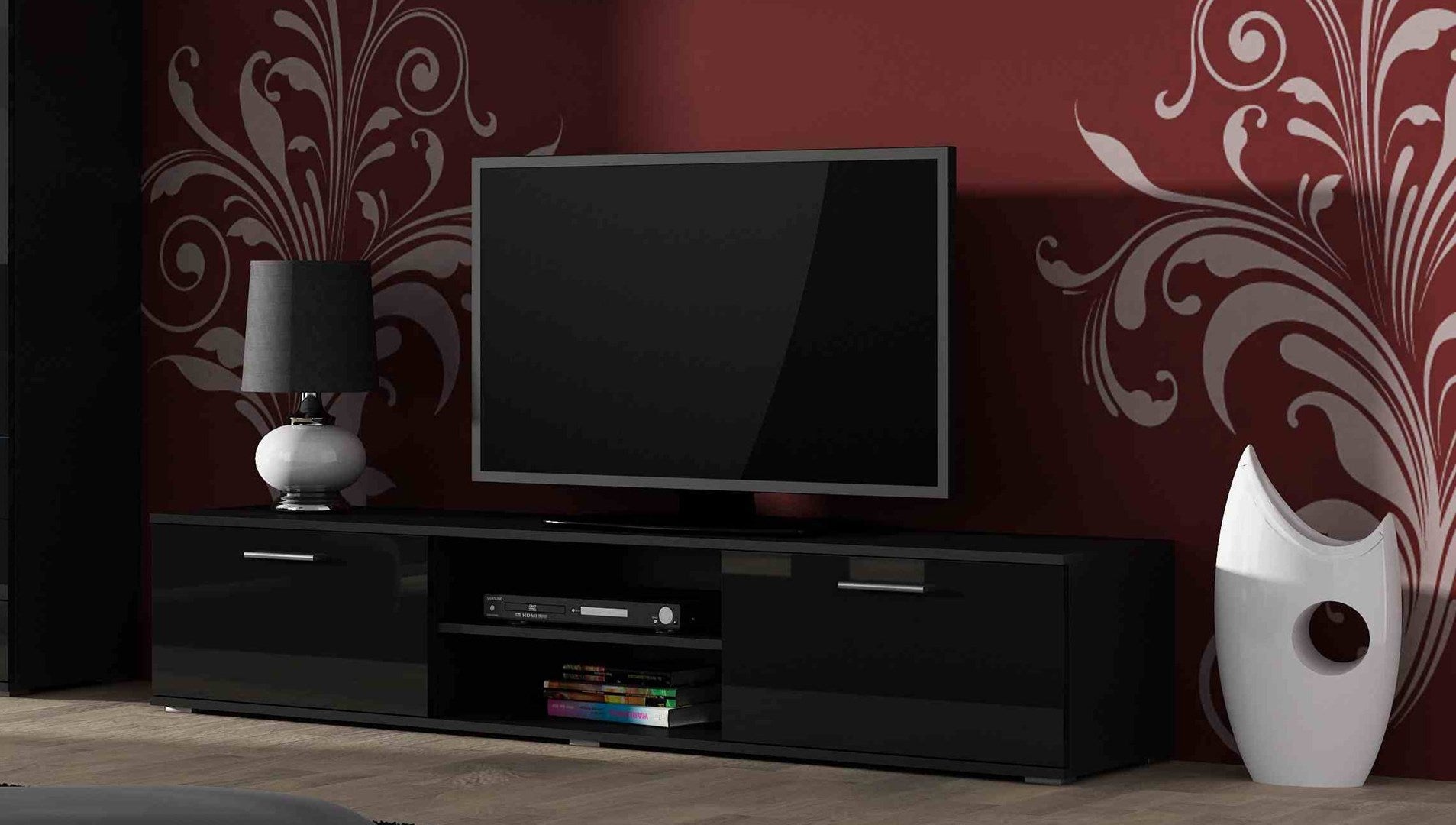 Cama TV Stand SOHO 180 Black/Black Gloss