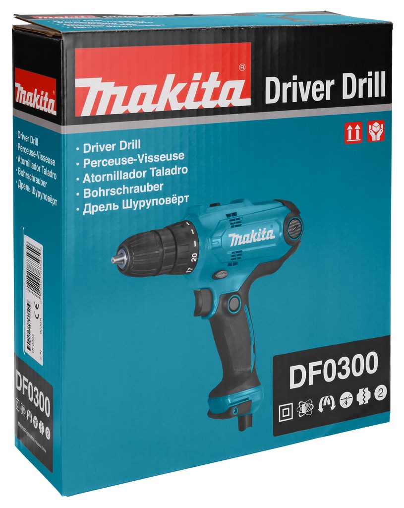 Makita DF0300 Drill 1500 RPM Keyless 1.2 kg Black Blue