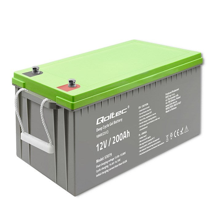 Qoltec Deep Cycle Gel Battery 12V 200Ah | 53079