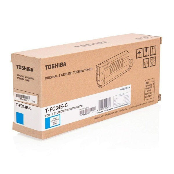 Toshiba Toner Cartridge Cyan 11,500 Pages Compatible with e-Studio 287CS, 347CS, 407CS Model T-FC34EC
