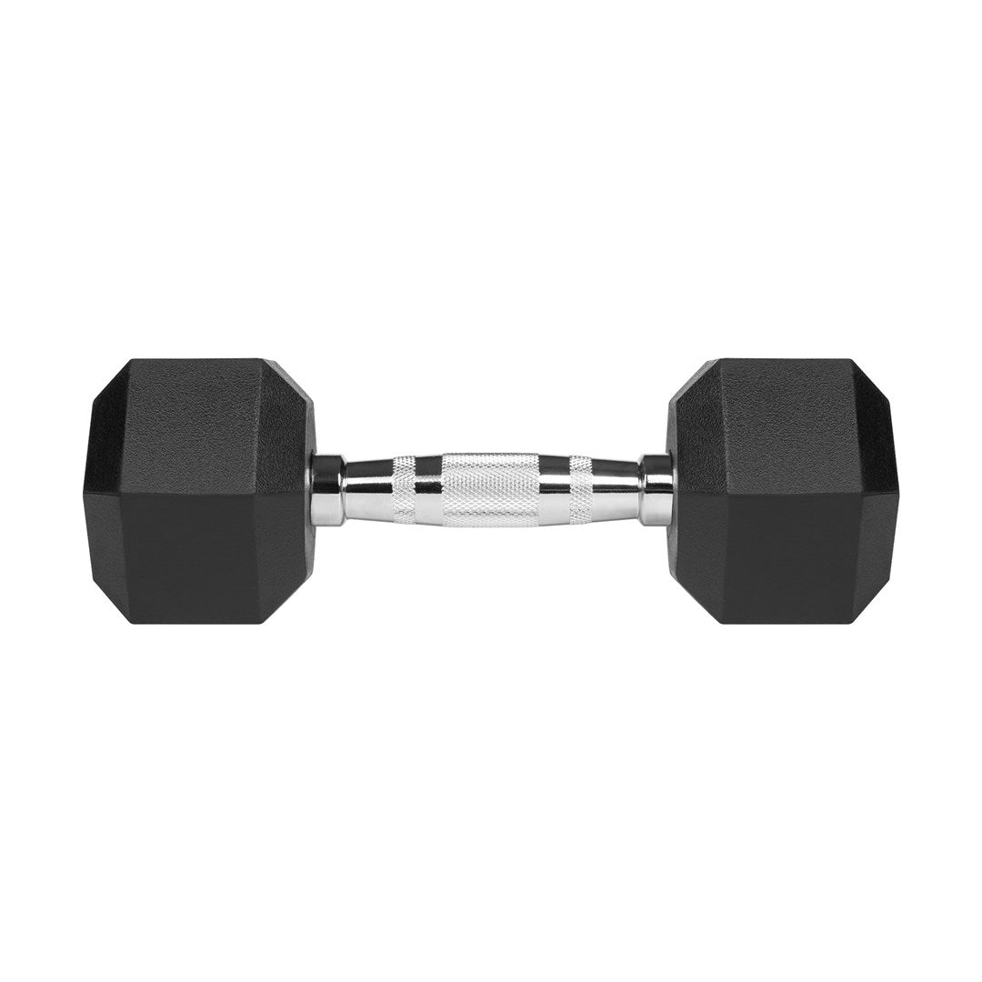 REBEL ACTIVE Rubber-coated cast iron dumbbells 2x5 kg