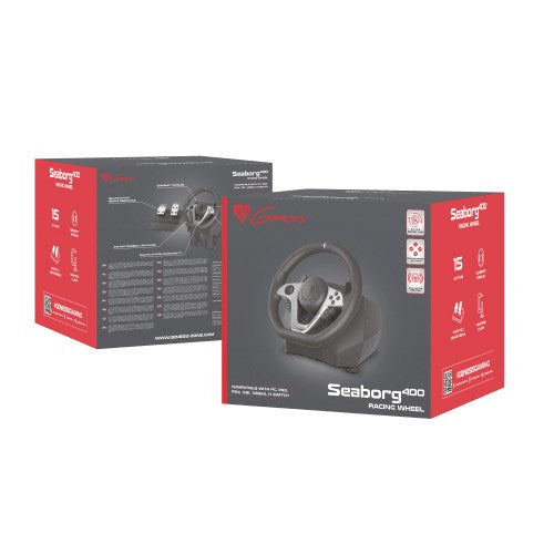 GENESIS Seaborg 400 Steering Wheel + Pedals USB Nintendo Switch PC PlayStation 4 PlayStation 3 Xbox 360 Xbox One Xbox One S Xbox One