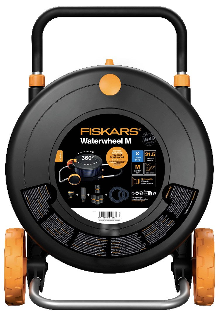 Fiskars Comfort Waterwheel Hose Cart 13 mm x 21.5 m Black Orange