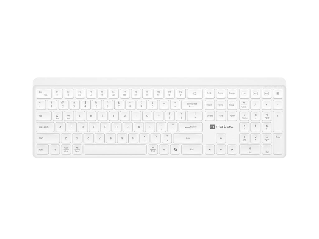 Natec Tang US wireless keyboard BT + 2.4 GHz quiet Slim white