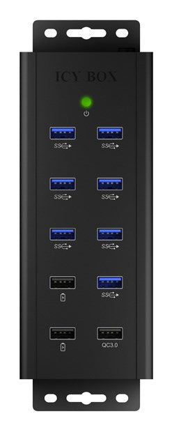 ICY BOX IB-HUB1703-QC3 USB 3.2 Gen 1 (3.1 Gen 1) Type-B 5000 Mbit/s Black