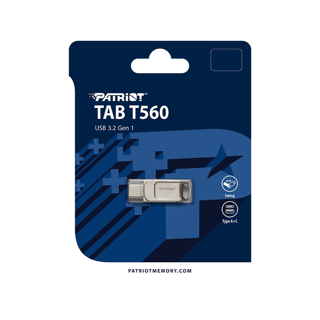 Patriot Memory Tab T560 128GB USB Flash Drive Dual USB 120MB/s (PS128GT560DS5D) Silver