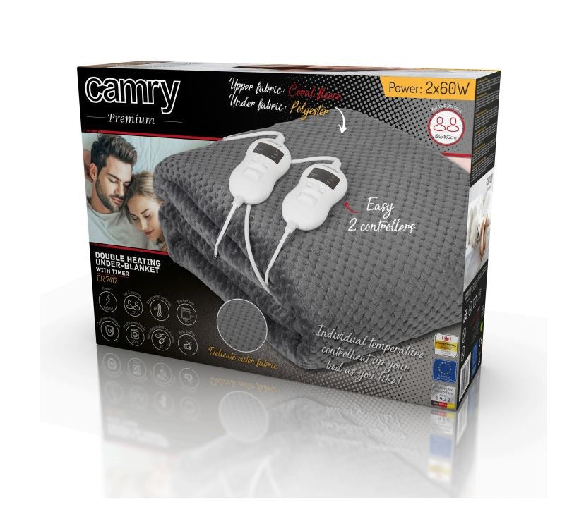 Camry Electric Blanket 2x60W Gray 150x160cm