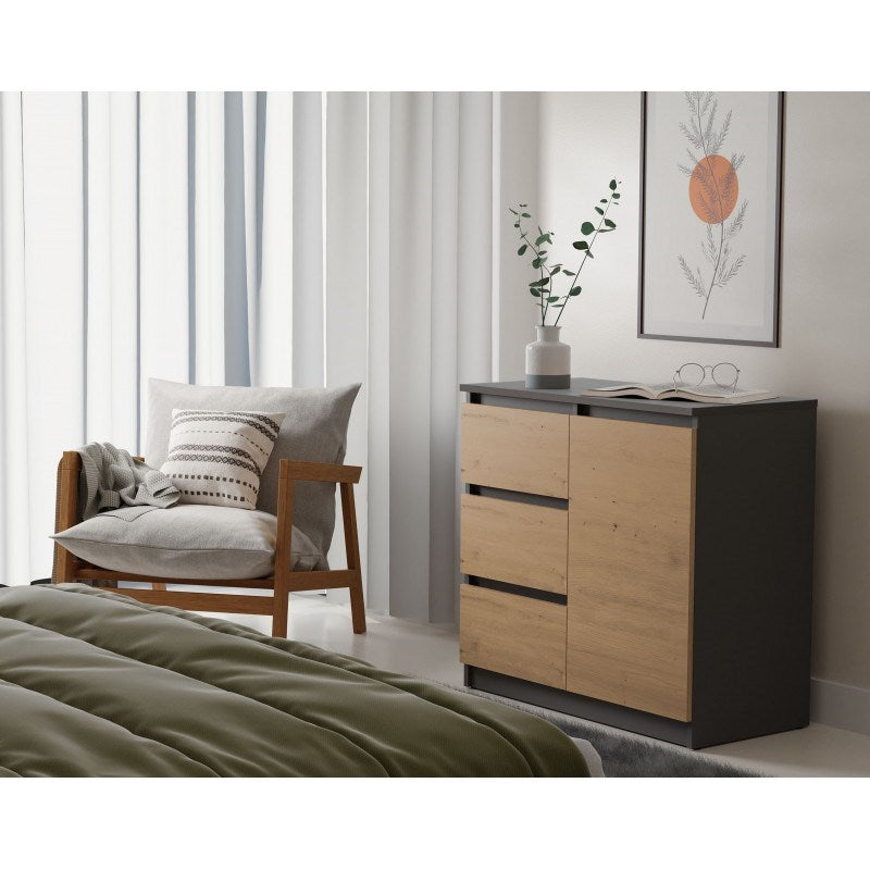 Topeshop Chest of Drawers 1D3S Anthracite/Artisan