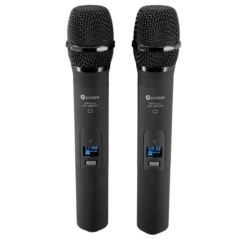 PRODIPE Wireless Microphone System M850DUO - 2 Handheld Microphones, UHF, 100 Frequencies