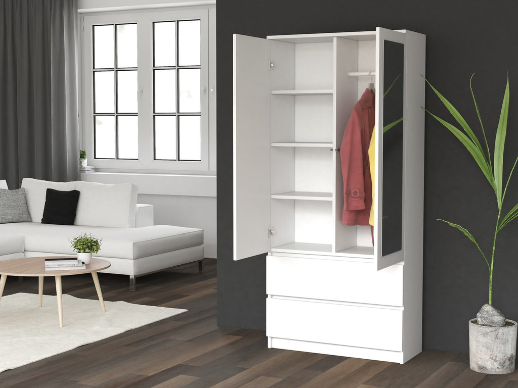 Topeshop SS-90 Wardrobe 2 Doors 5 Shelves White