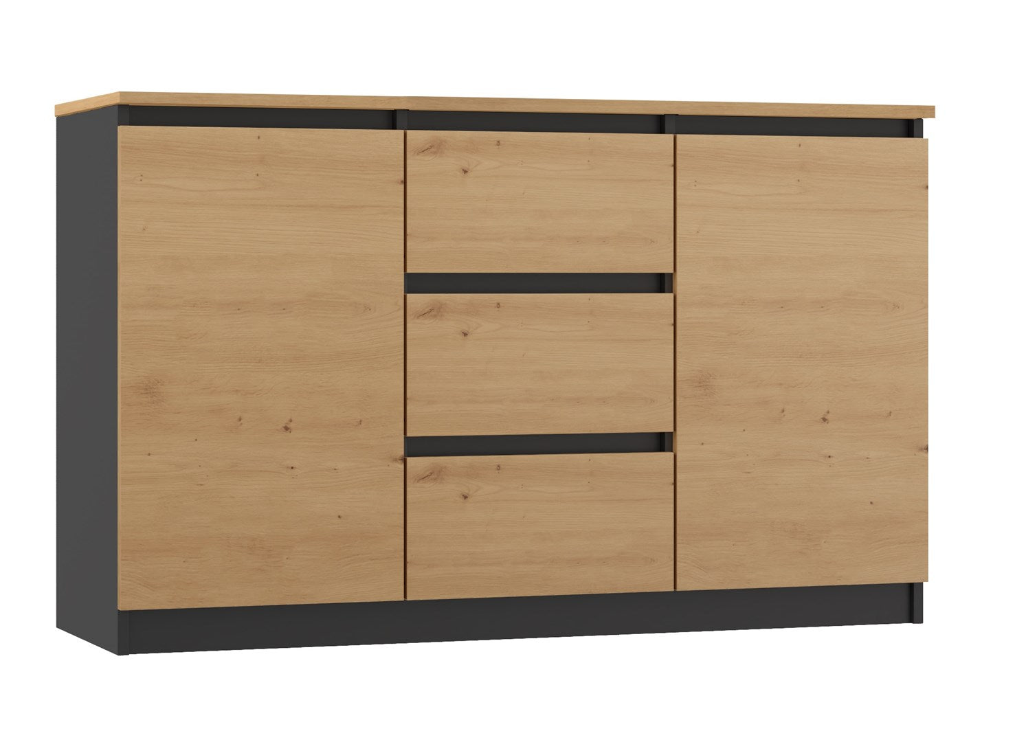 Topeshop Chest of Drawers 2D3S Anthracite Artisan Oak