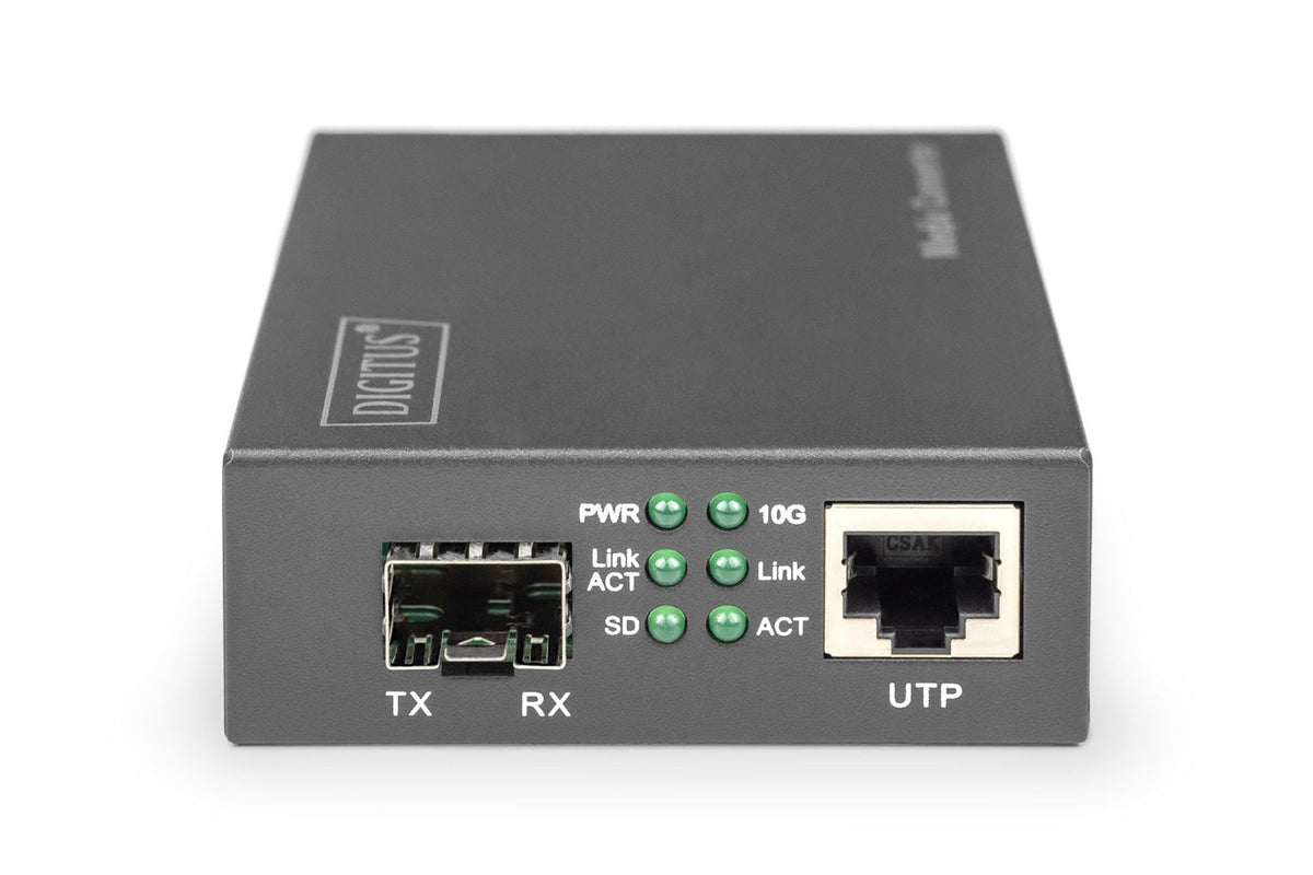 DIGITUS DN-82211 Media Converter - 10 GigE, 5 GigE, 2.5 GigE - RJ-45/ SFP+ 1000Base-T 10GBase-T 10GBase-R 2.5GBase-T 5GBase-T 5GBase-R 2.5GBase-X