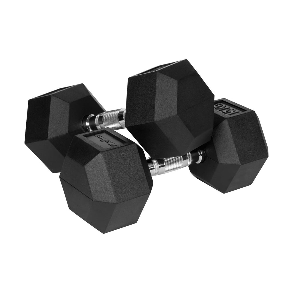 REBEL ACTIVE Rubber-Coated Cast Iron Dumbbells 2x15kg