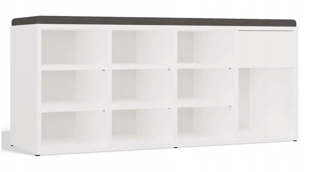 TALLIN Shoe Cabinet White with Seat and Drawer Model TALLIN