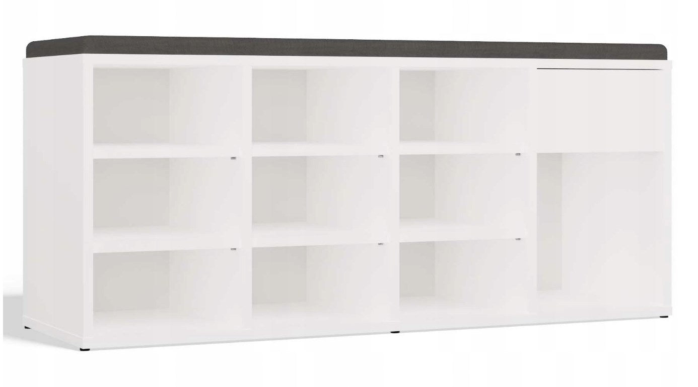 TALLIN Shoe Cabinet White with Seat and Drawer Model TALLIN