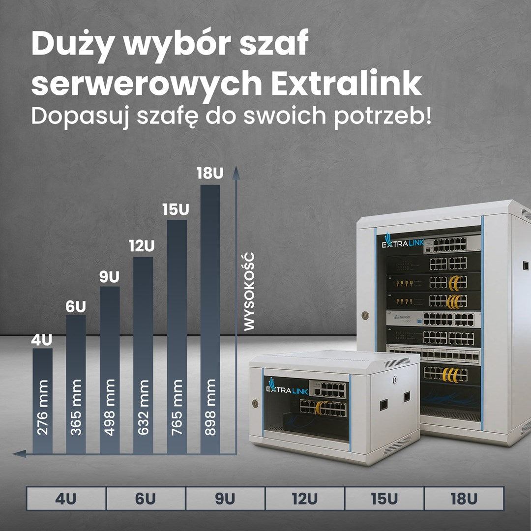 Extralink Rackmount Cabinet 12U 600x450 Gray Wall Mounted