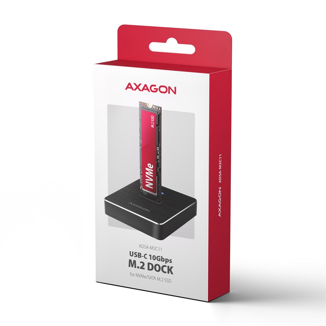 Axagon ADSA-M2C11 USB-C 10Gbps M.2 NVMe & SATA SSD Docking Station
