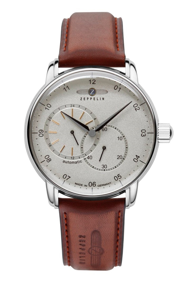 Zeppelin New Captain's Line 8662-1 Automatic Watch, Stainless Steel Case, Leather Strap, 50 M Water Resistance