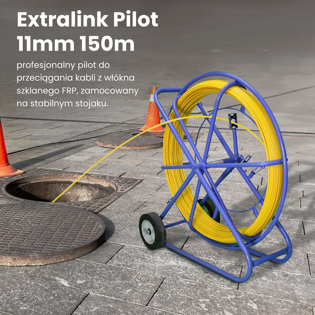 Extralink Cable Pulling Rod 11 mm 150 m Fibreglass Yellow EX.13902