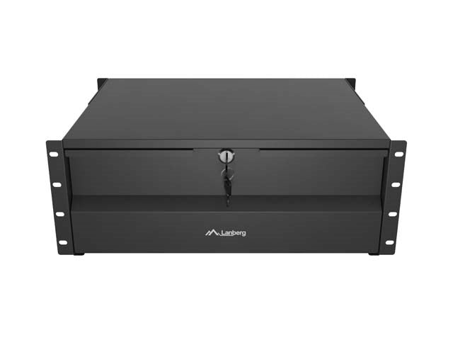 Lanberg 19  Rack Cabinet Drawer 4U 360 mm Black (4U/483 × 360 mm  Load Capacity up to 90 kg  4-Point Mounting)