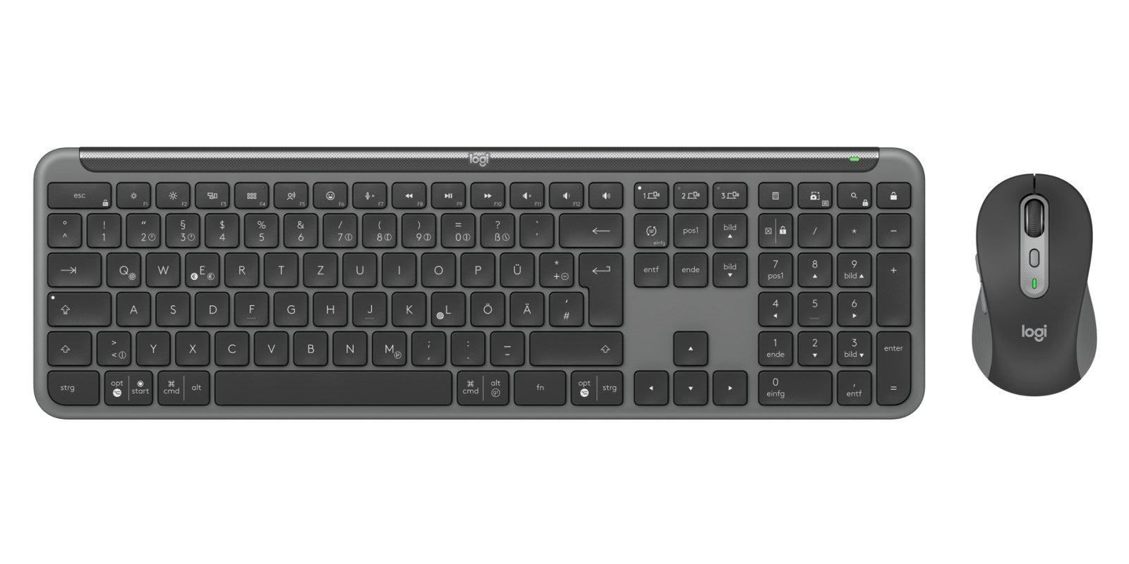 Logitech Signature Slim Combo MK950 Keyboard and Mouse Set - Wireless - QWERTZ - Graphite (920-012504)