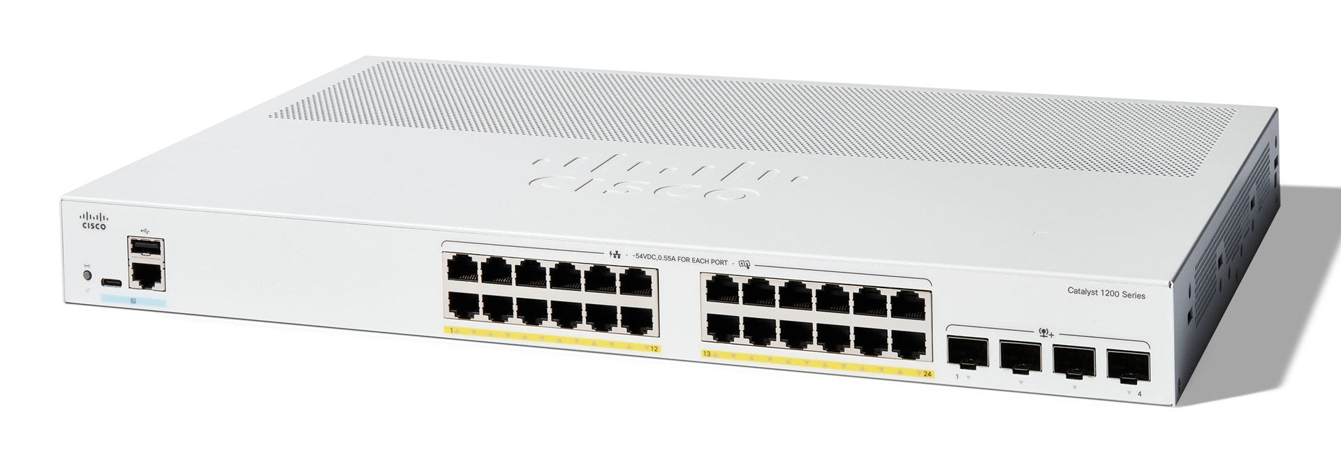 CISCO Catalyst 1200 24-Port Switch - PoE+ - 195W Power Budget - 4 x 10 G SFP+ Uplinks C1200-24P-4X