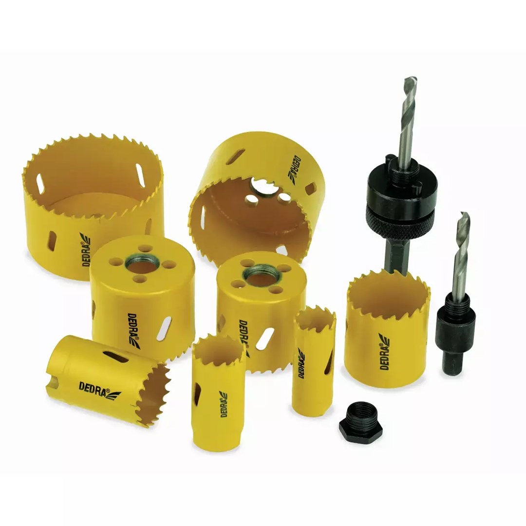 Dedra 11-Piece Bi-Metal Hole Saw Set for Metal, Wood, and Plastic